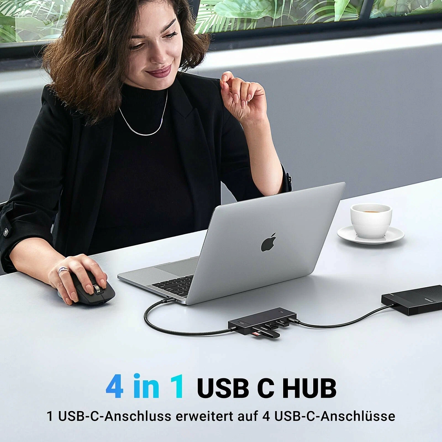 35584 USB-хаб UGREEN CM806 USB-C - 4xUSB-C HUB без PD. Цвет: черный